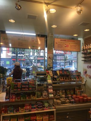The juice is all freshly prepared to order.  at East Side Health Food in New York City