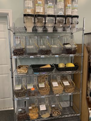 Bulk grains and chocolate at The Local Food Market in Tully