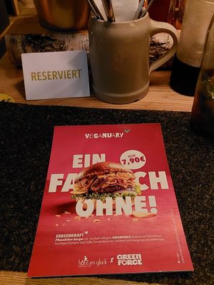 Veganuary flyer #Veganuary at Hans im Glück in Mannheim