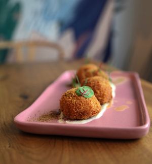 Confitd mushroom croquetas at Buena Vida in Atlanta