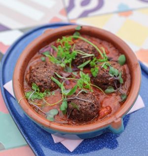 Beyondigas. Vegan meatballs  at Buena Vida in Atlanta