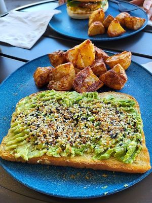 Avocado toast with everything bagel seasoning at Feel Good Smoothie Bar and Cafe in Oneonta