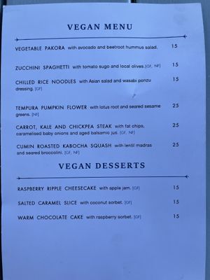 Vegan menu October 2025  at Rambla On Swan in South Perth