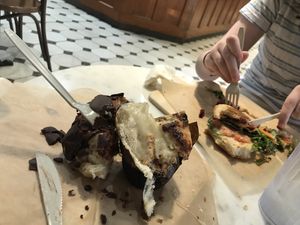 Boston cream brioche and house made burger  at Breads On Oak - Carondelet St in New Orleans