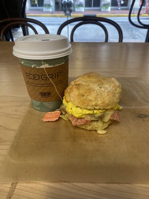 Egg O Vegan with hot tea at Breads On Oak - Carondelet St in New Orleans