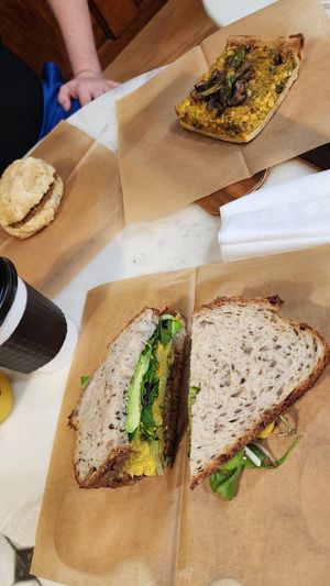 Fancy farmer, banzo buscuit and quiche at Breads On Oak - Carondelet St in New Orleans
