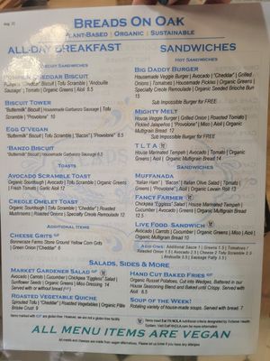 Handheld menu at Breads On Oak - Carondelet St in New Orleans