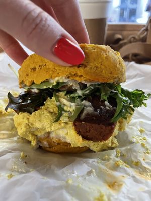 Pumpkin Cheddar Breakfast Sandwich  at Breads On Oak - Carondelet St in New Orleans