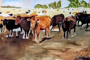 Cow artwork! at Breads On Oak - Carondelet St in New Orleans