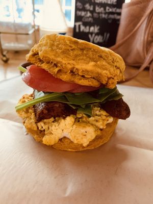 Pumpkin cheddar biscuit sandwichh  at Breads On Oak - Carondelet St in New Orleans