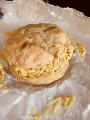 Egg-o-vegan with “bacon” which was delicious though it reminded me more of “ham” it was smoky and salty    at Breads On Oak - Carondelet St in New Orleans