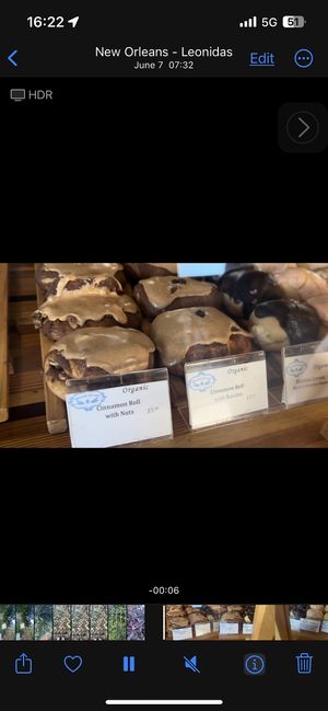 Cinnamon roll with nuts or raisins! I vote raisins.  at Breads On Oak - Carondelet St in New Orleans