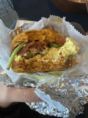 Pumpkin biscuit with andouille and tofu egg  at Breads On Oak - Carondelet St in New Orleans
