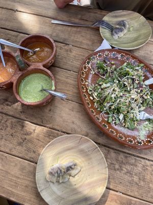Mushroom Dumpling Salad  at Yasmina's Itzalanyasayan in San Francisco