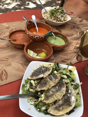 Mushroom dumpling salad and crispy noodle pad Thai.   at Yasmina's Itzalanyasayan in San Francisco