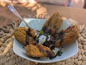 Crispy plantain dessert at Yasmina's Itzalanyasayan in San Francisco