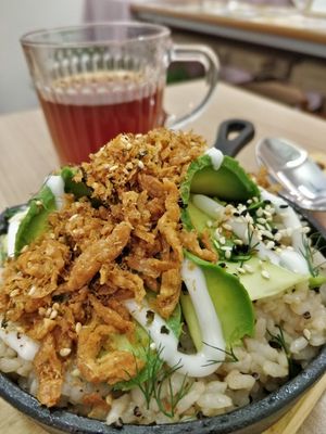Vegan Avocado Quinoa Rice with earl grey tea at Cheryl Scones in Central Singapore
