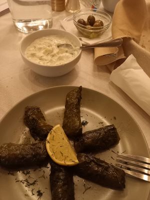 Stuffed wine leaves just perfect!
 at Vakhos Taverna - Βάκχος Ταβέρνα in Delphi