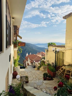 Incredible view from outside table  at Vakhos Taverna - Βάκχος Ταβέρνα in Delphi