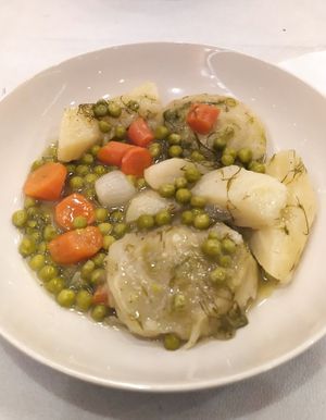 Artichokes with vegetables in lemon sauce at Vakhos Taverna - Βάκχος Ταβέρνα in Delphi