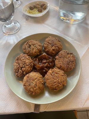 Grass pea croquettes with onion chutney   at Vakhos Taverna - Βάκχος Ταβέρνα in Delphi