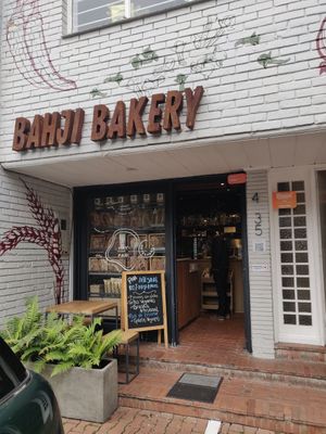 Front of the bakery at Bahji Bakery Rosales in Bogota