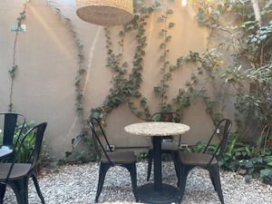 patio seats at Bahji Bakery Rosales in Bogota