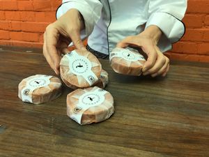 Raw aging chashew cheese  at Verde Mango in Bogota