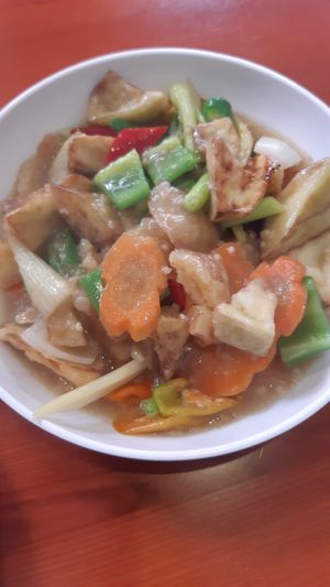 aubergine, sweet pepper and potato at M&L Chinese in Dublin