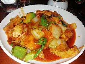 Tofu with veg in spicy sauce at M&L Chinese in Dublin