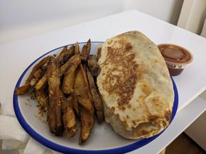 Burrito Setoso and Fries at Antojitos Veganos in Bayamon