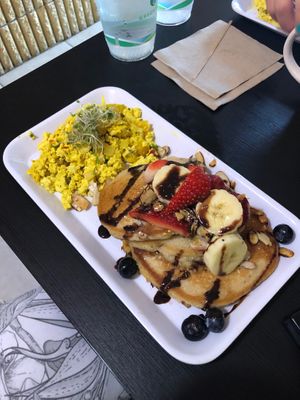 Almond pancakes at Antojitos Veganos in Bayamon