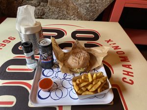 Burger and chips  at Poco Loco in Chamonix-mont-blanc