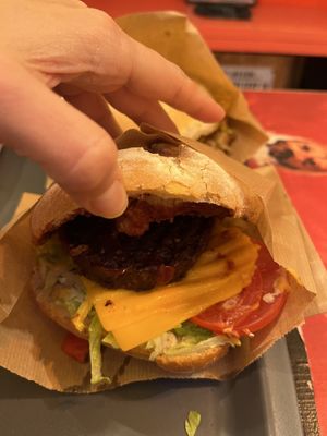 Vegan burger with vegan cheddar  at Poco Loco in Chamonix-mont-blanc
