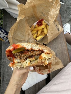 The veg burger with sriracha - no mayo and cheese   at Poco Loco in Chamonix-mont-blanc