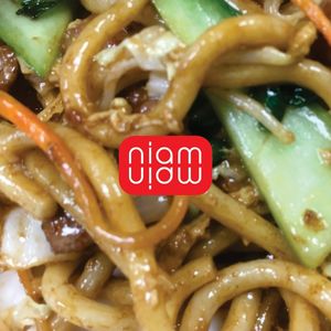 Udon noodles vegan or vegetarian option is available at Niam Niam in Ljubljana