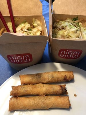 spring rolls and noodles at Niam Niam in Ljubljana