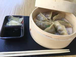 Gyoza serving at Moko Veggie Café - Alvalade in Lisbon