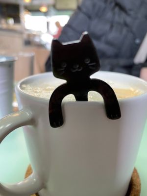 Coffee and soy milk at Moko Veggie Café - Alvalade in Lisbon