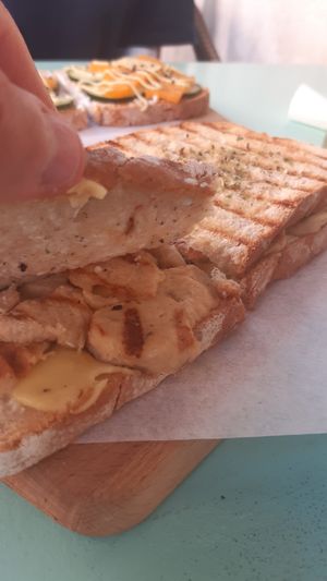 Chicken with mayo toast 🤎🤍 at Moko Veggie Café - Alvalade in Lisbon