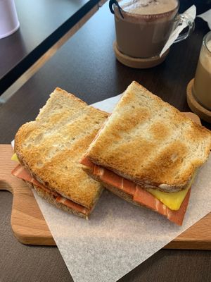 Cheese and ham toast at Moko Veggie Café - Alvalade in Lisbon