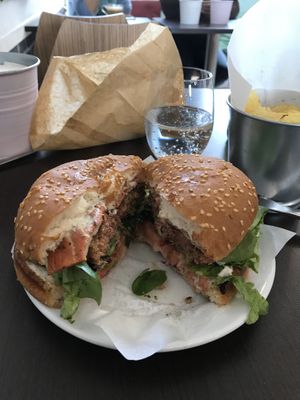 Eat here for baked goods, burgers, dumplings!  at Moko Veggie Café - Alvalade in Lisbon