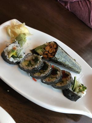 Vegan hand roll peanut avocado roll and veggie rolls  at Oshima Sushi in Sioux Falls
