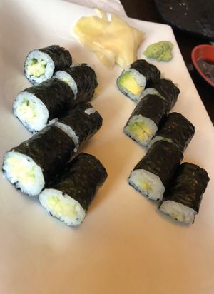 Vegan avocado roll and cucumber roll at Oshima Sushi in Sioux Falls