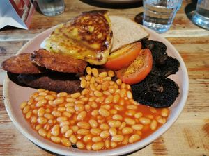 Vegan full breakfast. Delicious. So full I had to roll out of the place at Farmhouse in Harrogate