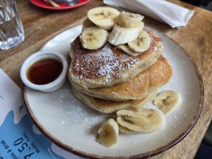 Kids vegan pancakes with maple syrup at Farmhouse in Harrogate
