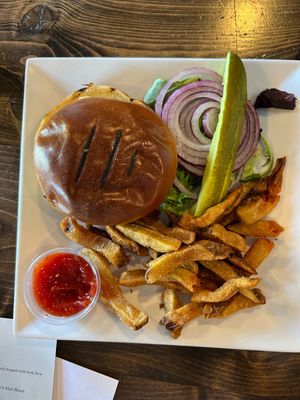 Impossible burger  at Woodstock Brewing in Phoenicia