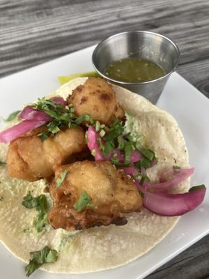 Cauliflower taco  at Woodstock Brewing in Phoenicia