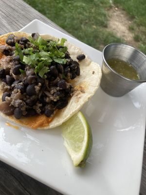 Black bean and quinoa taco  at Woodstock Brewing in Phoenicia