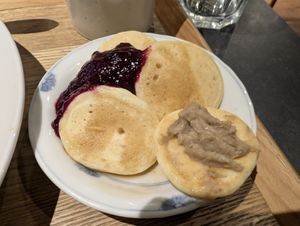 Vegan pikelets at Vegetable Dishes OKI @ IMU Hotel in Kyoto